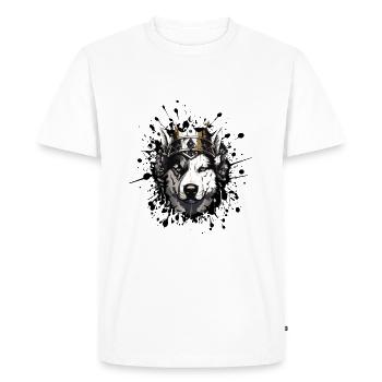 Husky Dog Head Portrait Crown - Men's Premium Organic T-Shirt - white - Front - Nico (187cm)