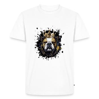 Bouledogue tête de chien Portrait Couronne - T-shirt Premium bio Homme - blanc - Devant - Nico (187cm)