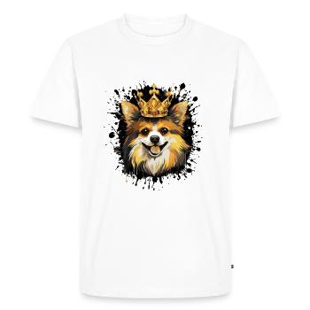 Pomeranian Dog Head Portrait Crown - Men's Premium Organic T-Shirt - white - Front - Nico (187cm)