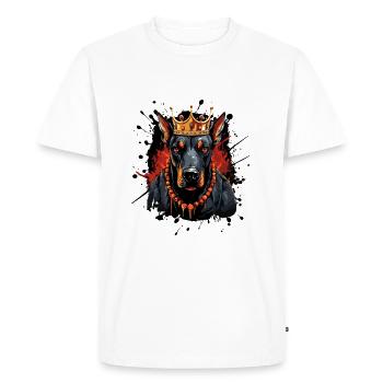 Doberman Tête de Chien Portrait Couronne - T-shirt Premium bio Homme - blanc - Devant - Nico (187cm)