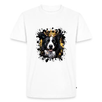 Border Collie Dog Head Portrait Crown - Men's Premium Organic T-Shirt - white - Front - Nico (187cm)