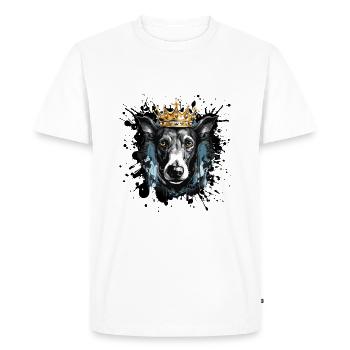 Lévrier Tête de chien Portrait Couronne - T-shirt Premium bio Homme - blanc - Devant - Nico (187cm)