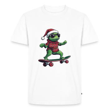 Caméléon Noël drôle - T-shirt Premium bio Homme - blanc - Devant - Nico (187cm)