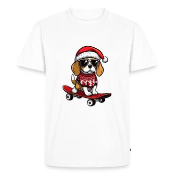 Beagle chien Noël drôle - T-shirt Premium bio Homme - blanc - Devant - Nico (187cm)