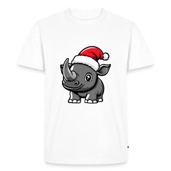 Rhinocéros Noël mignon - T-shirt Premium bio Homme - blanc - Devant - Nico (187cm)