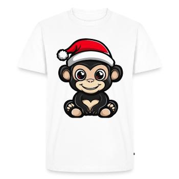 Singe Noël Mignon - T-shirt Premium bio Homme - blanc - Devant - Nico (187cm)