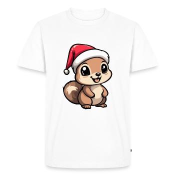Écureuil Noël mignon - T-shirt Premium bio Homme - blanc - Devant - Nico (187cm)