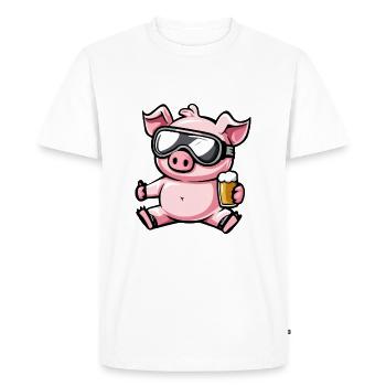 Bière de ski au porc - T-shirt Premium bio Homme - blanc - Devant - Nico (187cm)