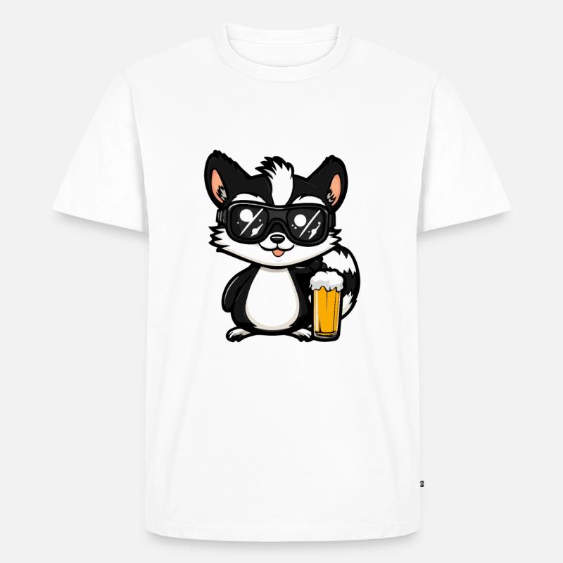 Stinktier Ski Bier - Männer Premium Bio T-Shirt - Weiß