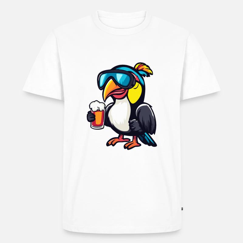 Tukan Vogel Ski Bier - Männer Premium Bio T-Shirt - Weiß