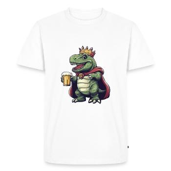 Dinosaure T-Rex Bière Drôle - T-shirt Premium bio Homme - blanc - Devant - Nico (187cm)