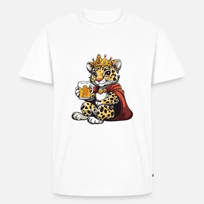 Leopard Bier Lustig - Männer Premium Bio T-Shirt - Weiß