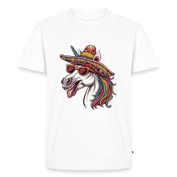 Licorne Drôle Sombrero - T-shirt Premium bio Homme - blanc - Devant - Nico (187cm)