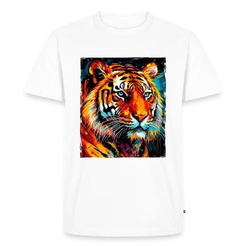 Portrait de tigre - T-shirt Premium bio Homme - blanc - Devant - Nico (187cm)