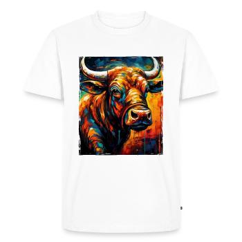 Taureau Portrait Taureau - T-shirt Premium bio Homme - blanc - Devant - Nico (187cm)