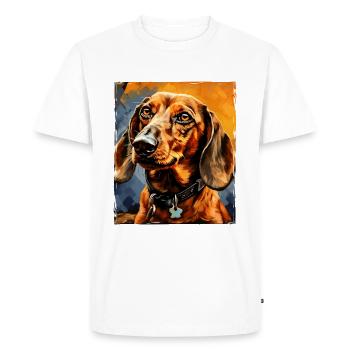 Teckel Chien Portrait Teckel - T-shirt Premium bio Homme - blanc - Devant - Nico (187cm)