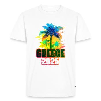 Greece 2025 Colorful Palm Trees - Men's Premium Organic T-Shirt - white - Front - Nico (187cm)