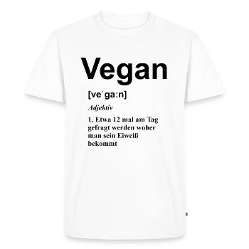 végétalien - cadeau végétalien - drôle - protéine - - T-shirt Premium bio Homme - blanc - Devant - Nico (187cm)