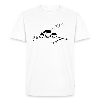 Trois petits tapirs sur une branche « Chirp ! » - T-shirt Premium bio Homme - blanc - Devant - Nico (187cm)