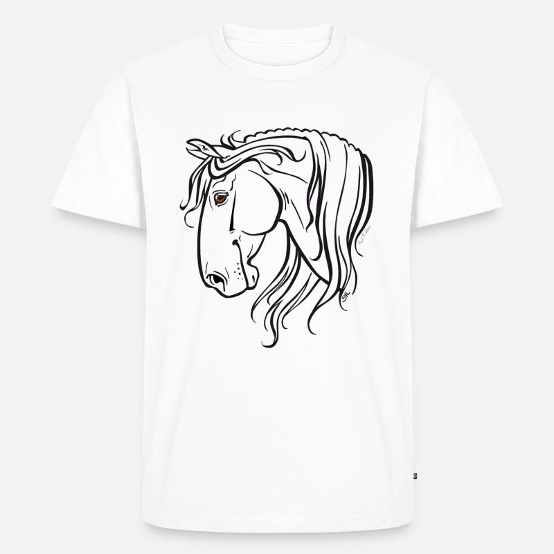 Spanisches Pferd (schwarz) - Männer Premium Bio T-Shirt - Weiß