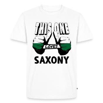 Drapeau de Saxe Drapeau saxon Ossi Holiday SN - T-shirt Premium bio Homme - blanc - Devant - Nico (187cm)