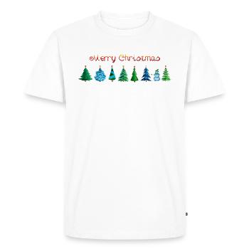 Christmas fir trees with red stars isolated - Men's Premium Organic T-Shirt - white - Front - Nico (187cm)