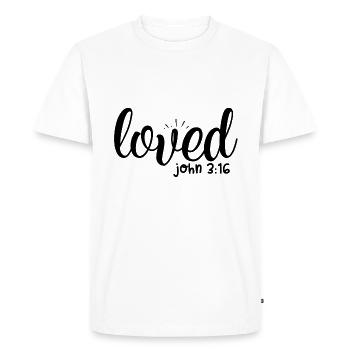 Verset biblique aimé - T-shirt Premium bio Homme - blanc - Devant - Nico (187cm)