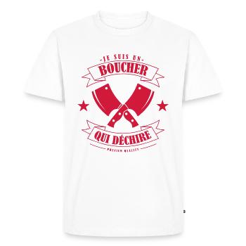 boucher qui dechire - T-shirt Premium bio Homme - blanc - Devant - Nico (187cm)