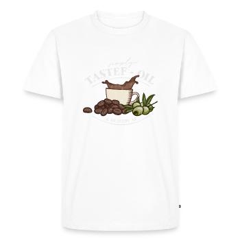 Simply Tastef-Oil & Healthy AF Olive Oil Coffee Fun - T-shirt Premium bio Homme - blanc - Devant - Nico (187cm)