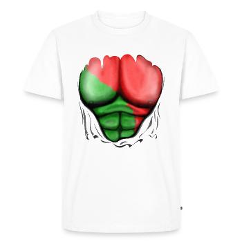 Portugal Flag Ripped Muscles, six pack, chest - Men's Premium Organic T-Shirt - white - Front - Nico (187cm)