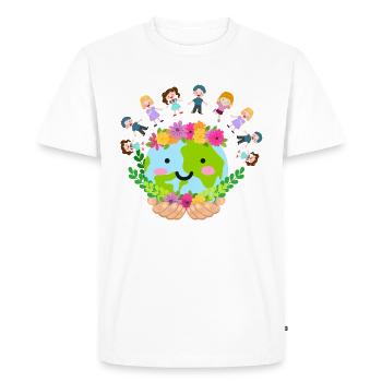Enfants et enfants sur la planète Terre - T-shirt Premium bio Homme - blanc - Devant - Nico (187cm)