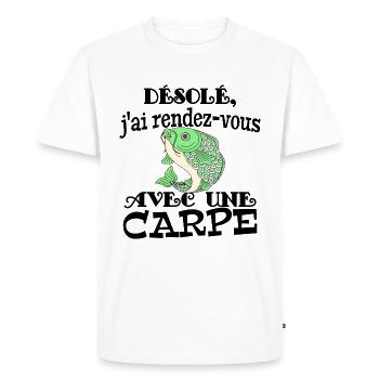 rendez vous avec une carpe - T-shirt Premium bio Homme - blanc - Devant - Nico (187cm)