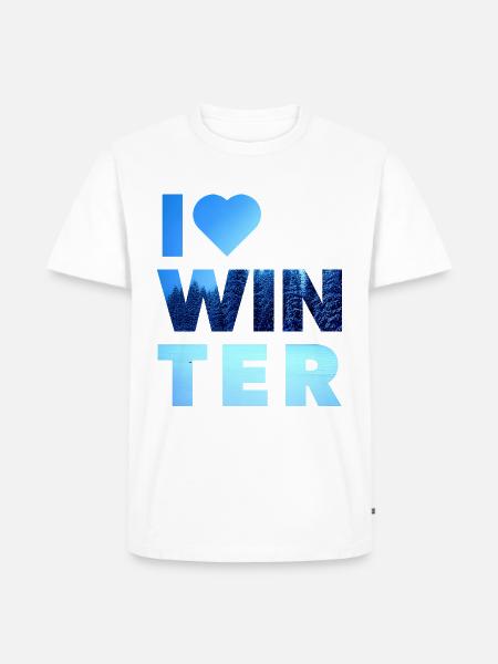 I LOVE WINTER - Männer Premium Bio T-Shirt - Weiß