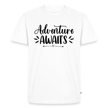 Adventure Awaits - Men's Premium Organic T-Shirt - white - Front - Nico (187cm)