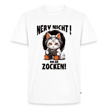 Ne vous embêtez pas ! Je joue ! - T-shirt Premium bio Homme - blanc - Devant - Nico (187cm)