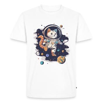 Aventurier de l’espace félin - T-shirt Premium bio Homme - blanc - Devant - Nico (187cm)