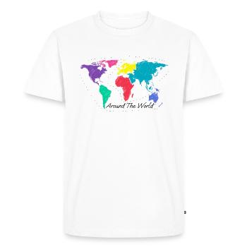 Around the World - Männer Premium Bio T-Shirt - Weiß - Vorne - Nico (187cm)