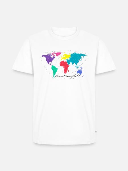 Around the World - Männer Premium Bio T-Shirt - Weiß
