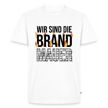 Wir sind die Brandmauer - Zeichen gegen Rechtsruck - Männer Premium Bio T-Shirt - Weiß - Vorne - Nico (187cm)