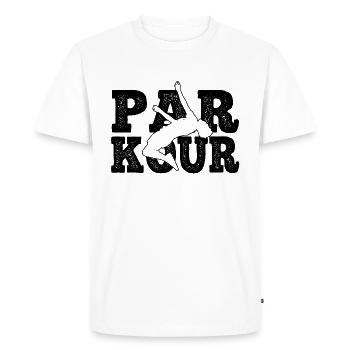 Parkour Shirt Backflip - T-shirt Premium bio Homme - blanc - Devant - Nico (187cm)