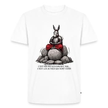 C'est pas moi qui explique mal, ... qui sont cons - T-shirt Premium bio Homme - blanc - Devant - Nico (187cm)