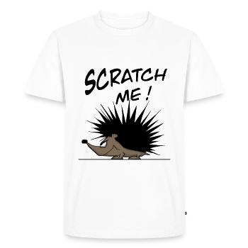 Drôle de hérisson dit SCRATCH ME ! Style de bande dessinée - T-shirt Premium bio Homme - blanc - Devant - Nico (187cm)