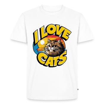 I love cats - Men's Premium Organic T-Shirt - white - Front - Nico (187cm)