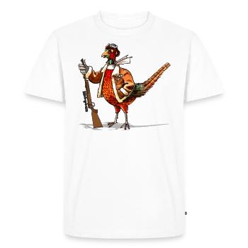 Graphique Chasseur de faisans - T-shirt Premium bio Homme - blanc - Devant - Nico (187cm)