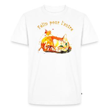 Chat roux, Félin pour l'autre - T-shirt Premium bio Homme - blanc - Devant - Nico (187cm)