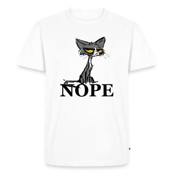 Nope Cat Anti Social Cat - T-shirt Premium bio Homme - blanc - Devant - Nico (187cm)
