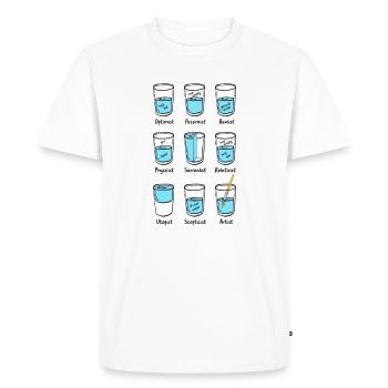 Optimist Pessimist Realist - Funny Glass Of Water - T-shirt Premium bio Homme - blanc - Devant - Nico (187cm)