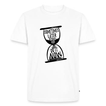Parfois plus tard devient jamais N - T-shirt Premium bio Homme - blanc - Devant - Nico (187cm)