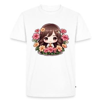 Une chibi en fleurs - T-shirt Premium bio Homme - blanc - Devant - Nico (187cm)