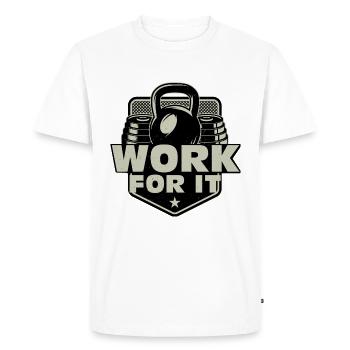 Travailler pour elle, gym, gym - T-shirt Premium bio Homme - blanc - Devant - Nico (187cm)
